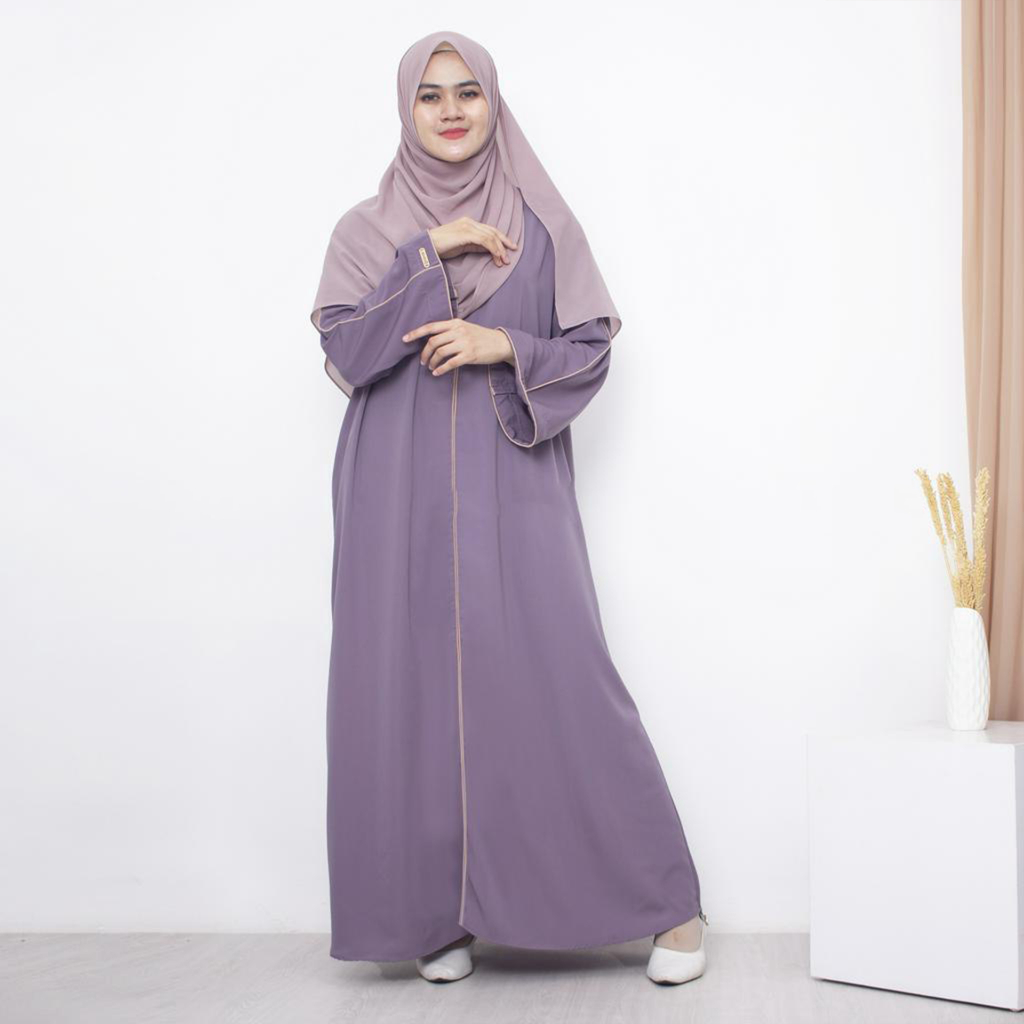 Gamis Abaya Turkey / Abaya Basic List Hitam / Abaya Hitam Casual Terbaru