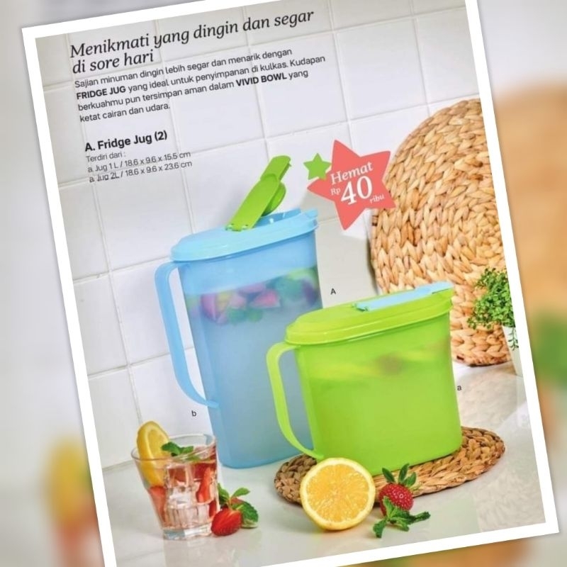Fridge Jug Tupperware 1 & 2 Liter