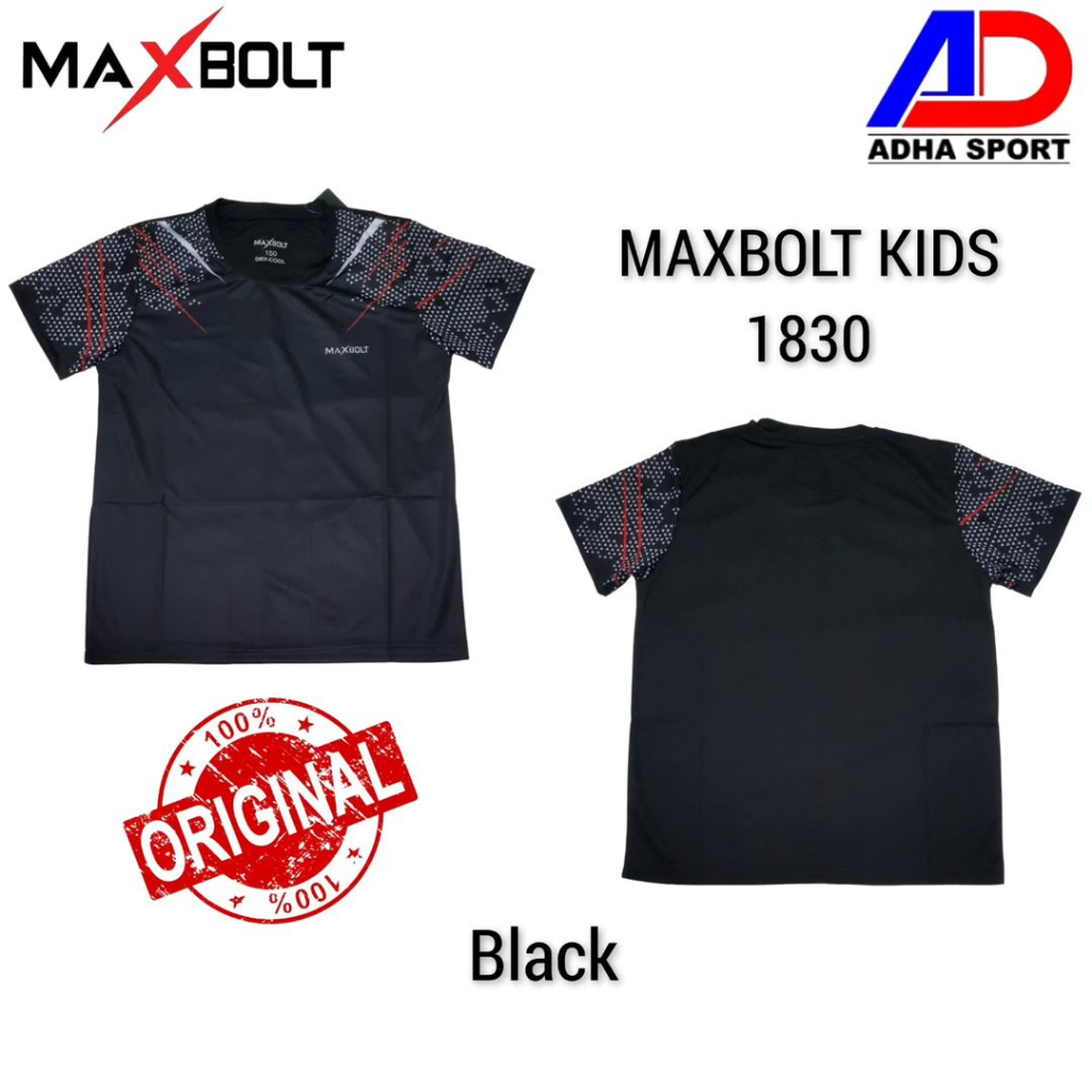 Baju Badminton Kids Maxbolt 1830 Black Series Kaos Jersey Anak Bulutangkis Original ADHASPORTSTORE