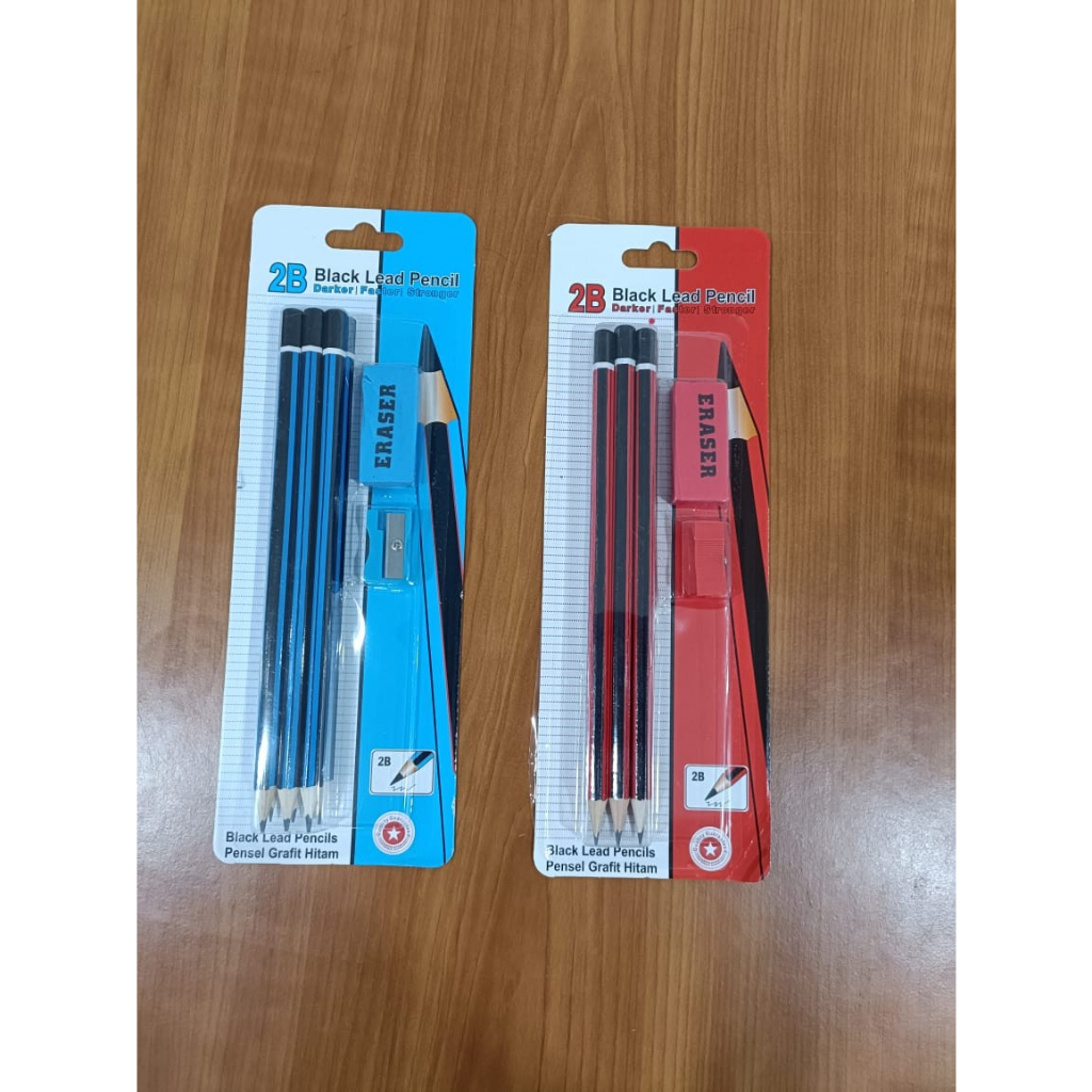 

Pensil Tulis 2B Set Isi 3pcs 6pcs Pensil 2B Set Penghapus Serutan Alat Tulis Sekolah Pensil Set paket alat tulis anak souvenir ulang tahun anak