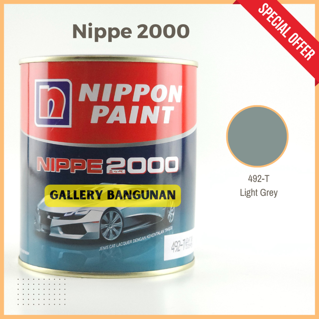 

Nippe 2000 492 T Light Grey Cat Kayu Besi NC Nippon Paint Kemasan 1 Liter