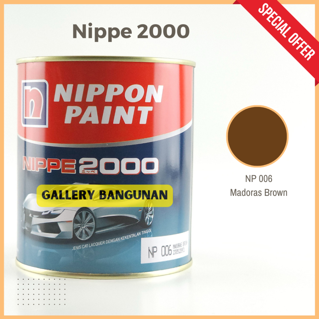 

Nippe 2000 Np 006 Madoras Brown Cat Kayu Besi NC Nippon Paint Kemasan 1 Liter