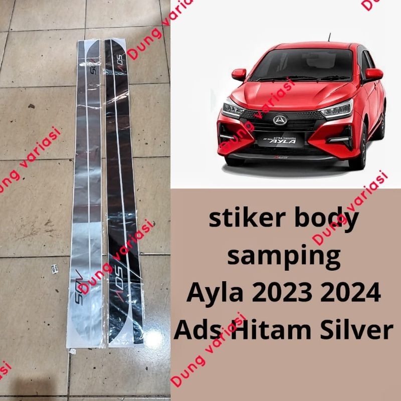 stiker body Agya Ayla ads hitam silver mobil universal 2023,2024
