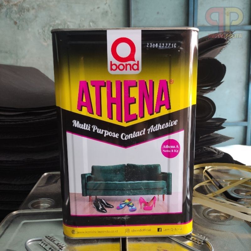 LEM KUNING ATHENA KEMASAN BLEK 8KG LEM KARET SEPATU SANDAL SOFA HPL VINYL