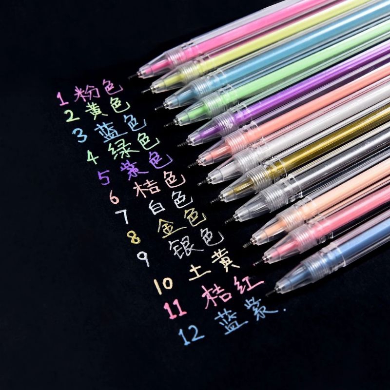 

KIANDAA 1 Pulpen coloring ballpoint warna warni pen colorfull untuk kertas hitam
