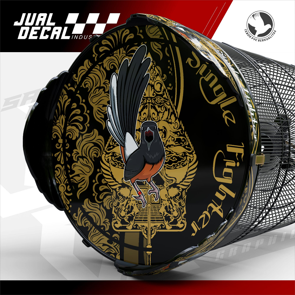 Stiker Sangkar Murai WAYANG SINGLE FIGHTER Decal Tebok Kandang Burung Anis Variasi