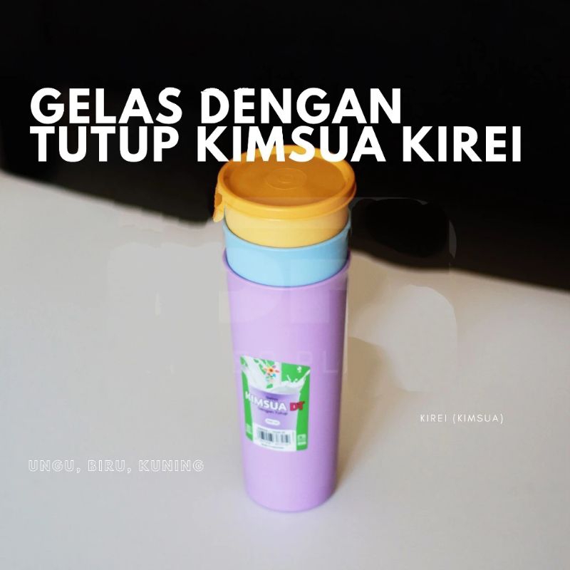 Gelas Kimsua Dengan Tutup Gelas Minum Tutup Rapat Karet Plastik DT 600 ml 0205 Botol Minum