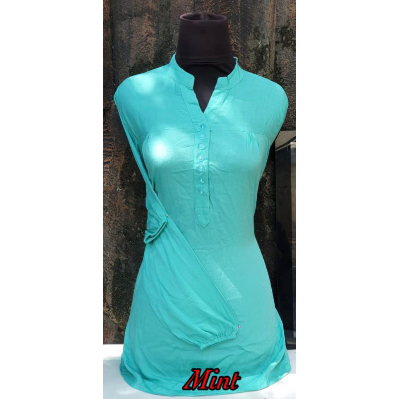 Blus Rayon Katun Polos Hijau Mint Blouse Green