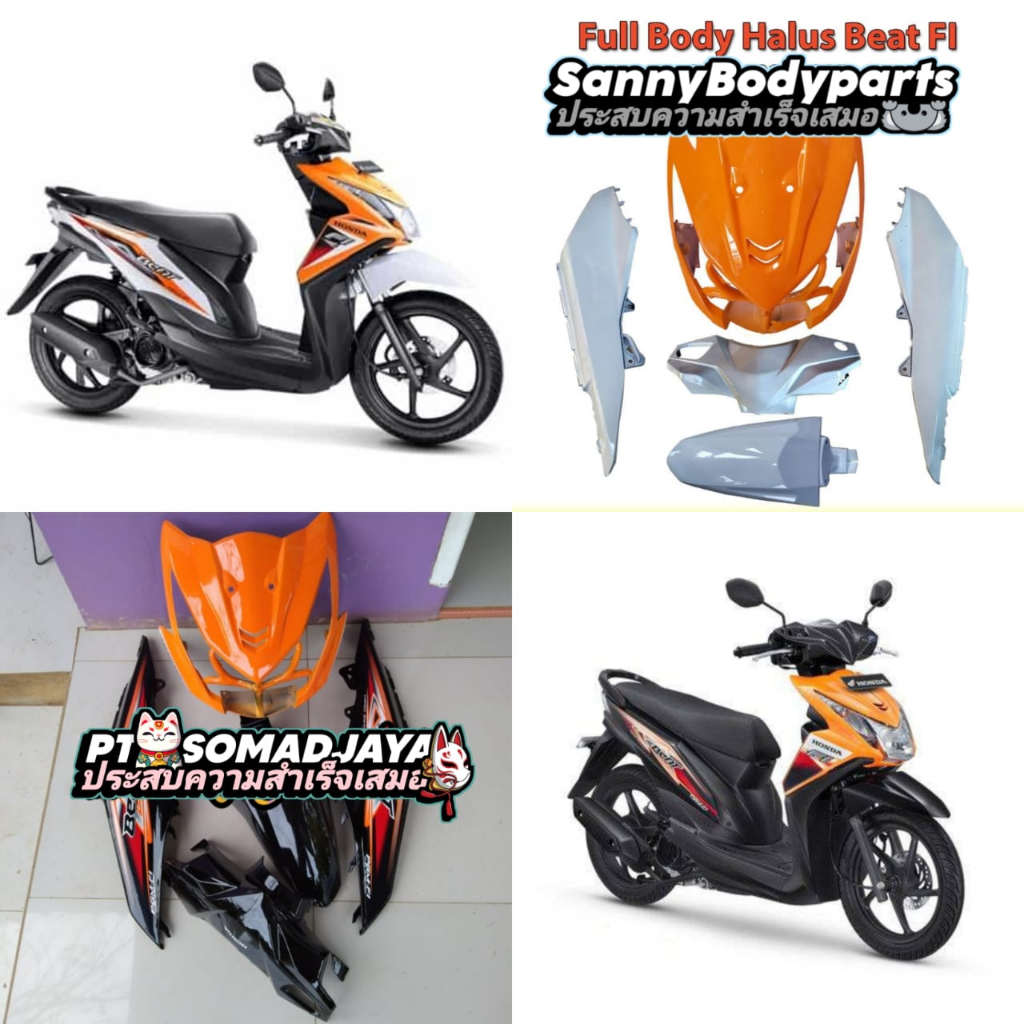 TERMURAH FULL BODY HALUS BEAT FI OREN HITAM OREN PUTIH + STIKER Body Honda Beat Fi Warna Putih Orang