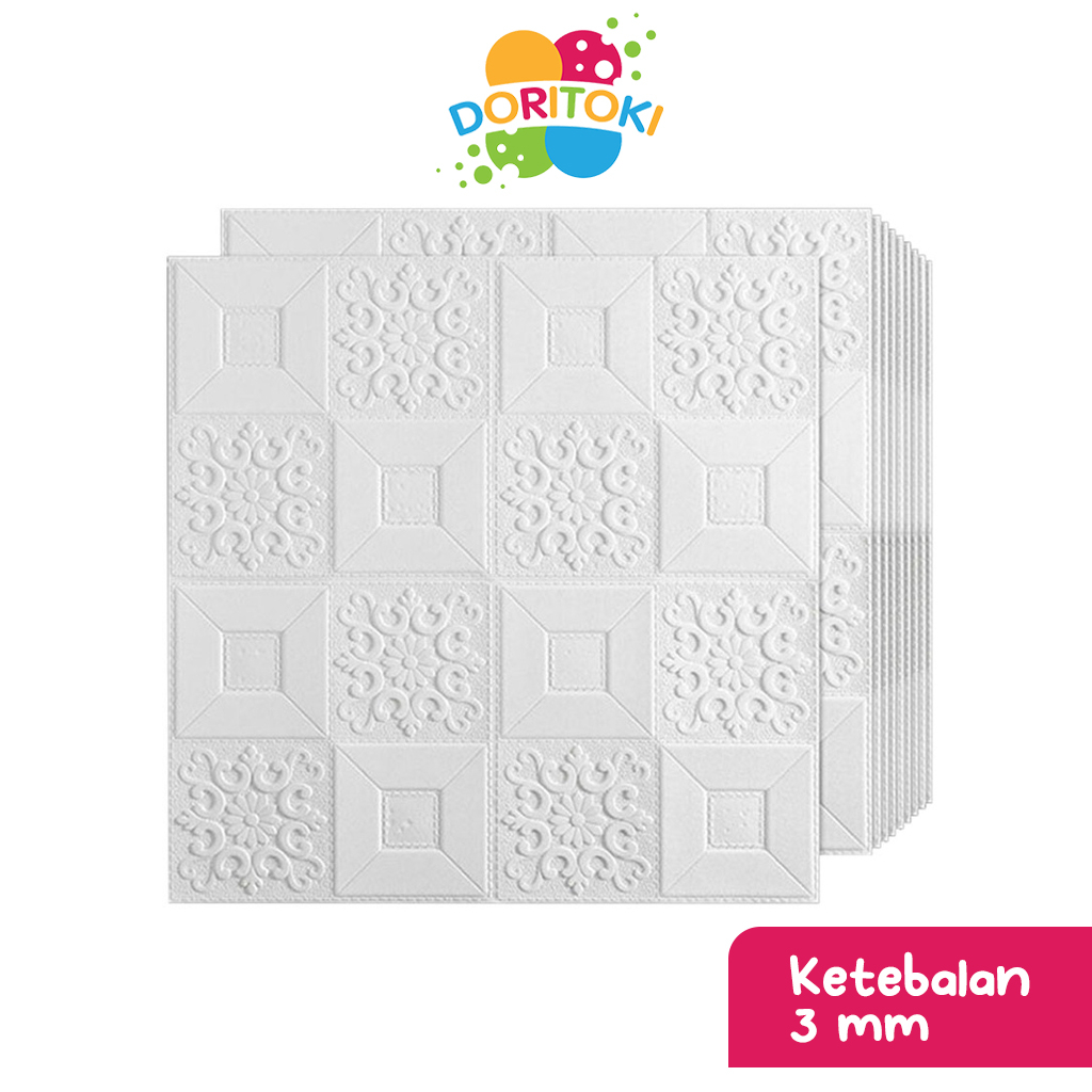 Doritoki Wallpaper Dinding Foam 3D Motif Batik 70x70cm Tebal 3mm