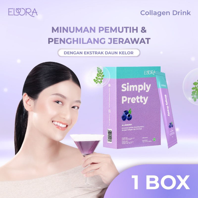 Elora Collagen Drink 1 Box (12 Sachet) | Glutathione Pemutih Kulit Glowing | Obat Minum Penghilang J