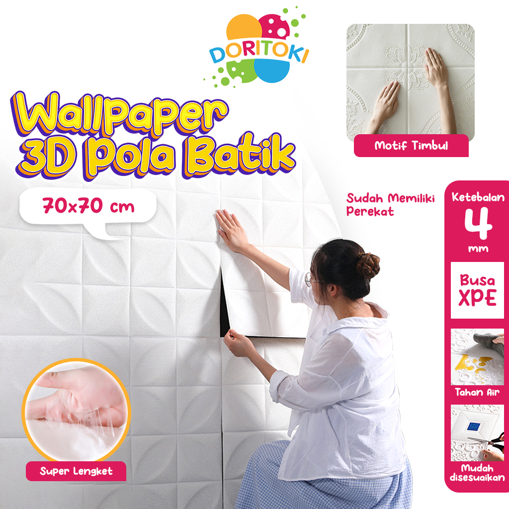 Doritoki Wallpaper 3D FOAM / Wallpaper Dinding 3D Motif Foam Batiky/Wallfoam Batik Tebal 4MM