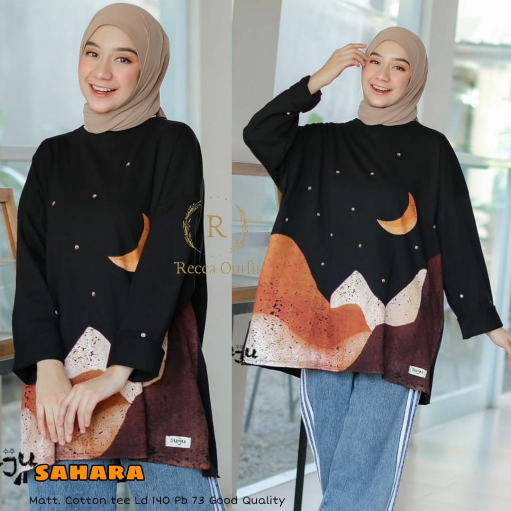 Sahara Atasan Kaos Import Wanita Motif Terbaru Recca Super Jumbo Big Size Kekinian