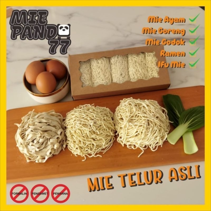 

Mie mentah mie basah TANPA TELUR cap PANDA 77 isi 550gram