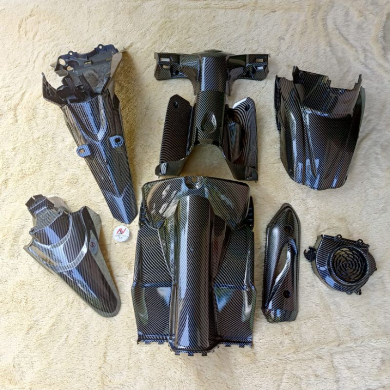 Full Body Kasar Beat Karbu + Spakbor Depan Beat Karbu 2010 - 2012 Full Karbon Celup - Karbon WTP