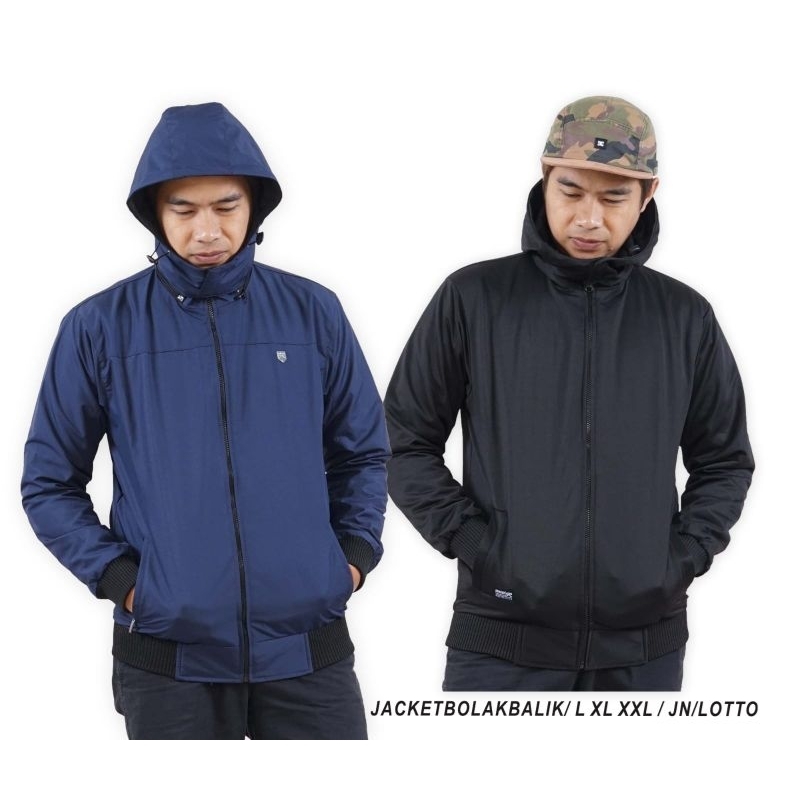 Jaket parasut outdoor cowok bolak balik jumbo XXL