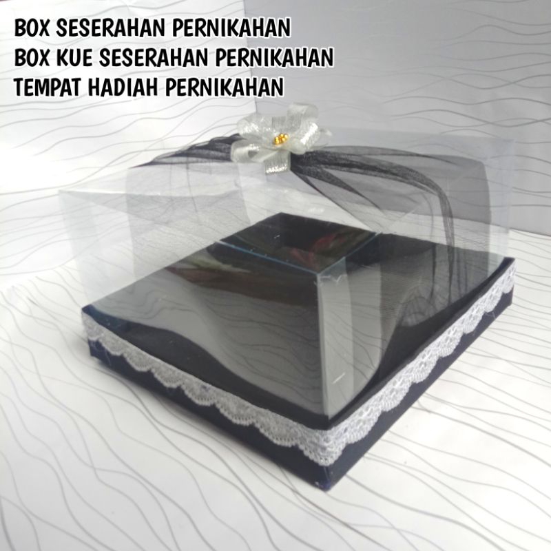 [ HITAM ] Box kotak hantaran seserahan pernikahan tertutup mika satuan / box kotak kue hantaran seserahan pernikahan tertutup mika satuan