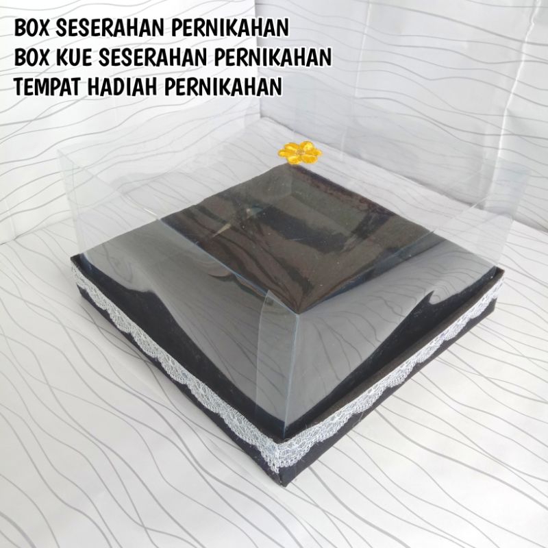 ( HITAM ) Box kotak hantaran seserahan pernikahan tertutup mika satuan / box kotak kue hantaran sese