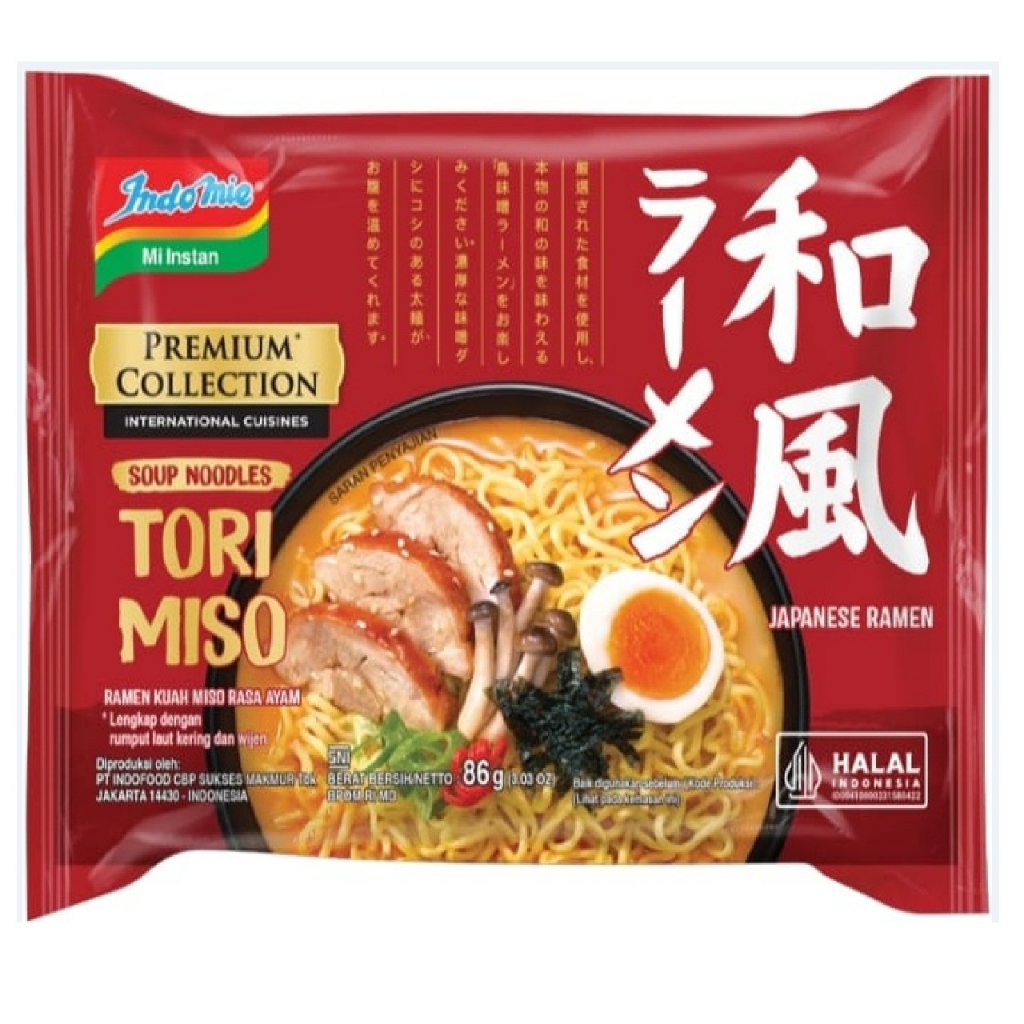 

NOODLES/MIE INSTANT INDOMIE PREMIUM COLLECTION TORI MISO RAMEN KUAH MISO RASA AYAM SATUAN