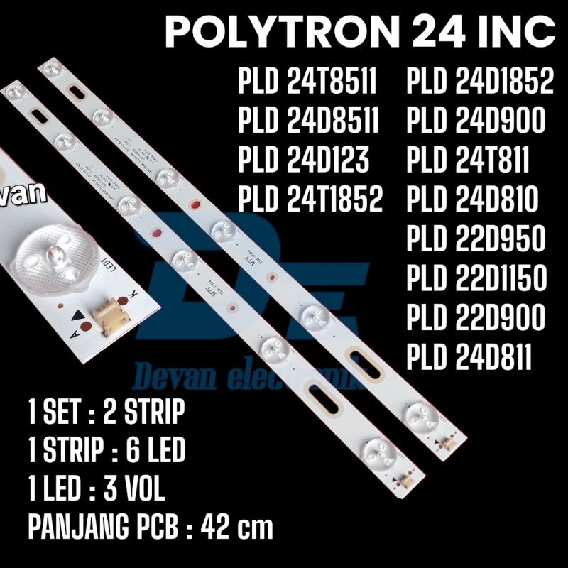 LAMPU LED TV POLYTRON PLD24T8511 LAMPU BACKLIGHT TV POLYTRON 24 INCH 6K 3V NEW