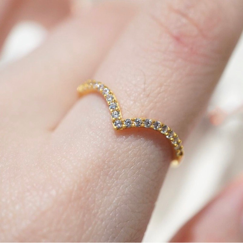 Cincin Emas Asli V listring Cincin Solitaire Full Mata Cartir Emas kadar 375