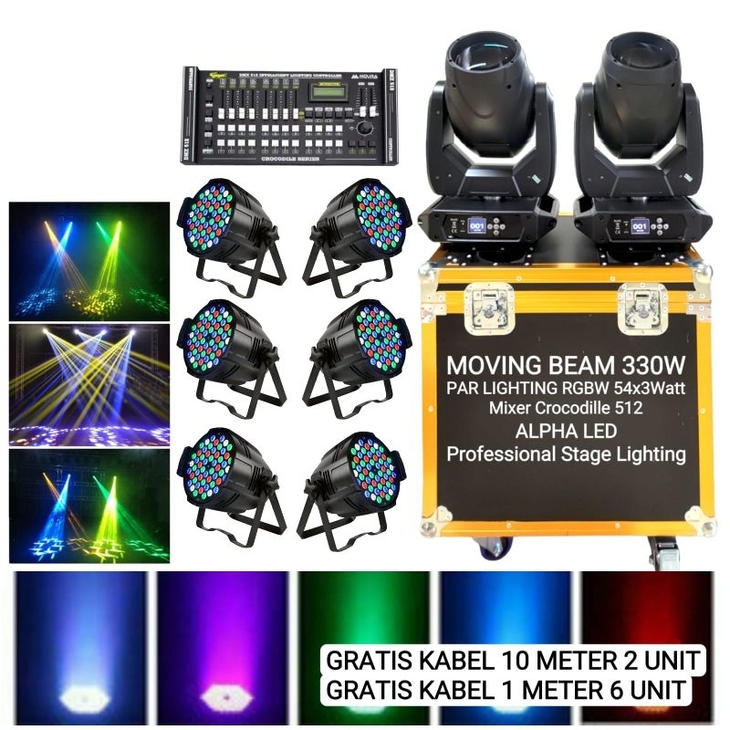Lampu Lighting Moving Beam Paket Alpha LED