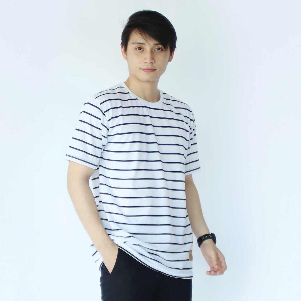 Kaospolos - Kaos Oblong Pria Stripe Belang-belang | Baju Kaos Distro Garis-garis Lengan Pendek