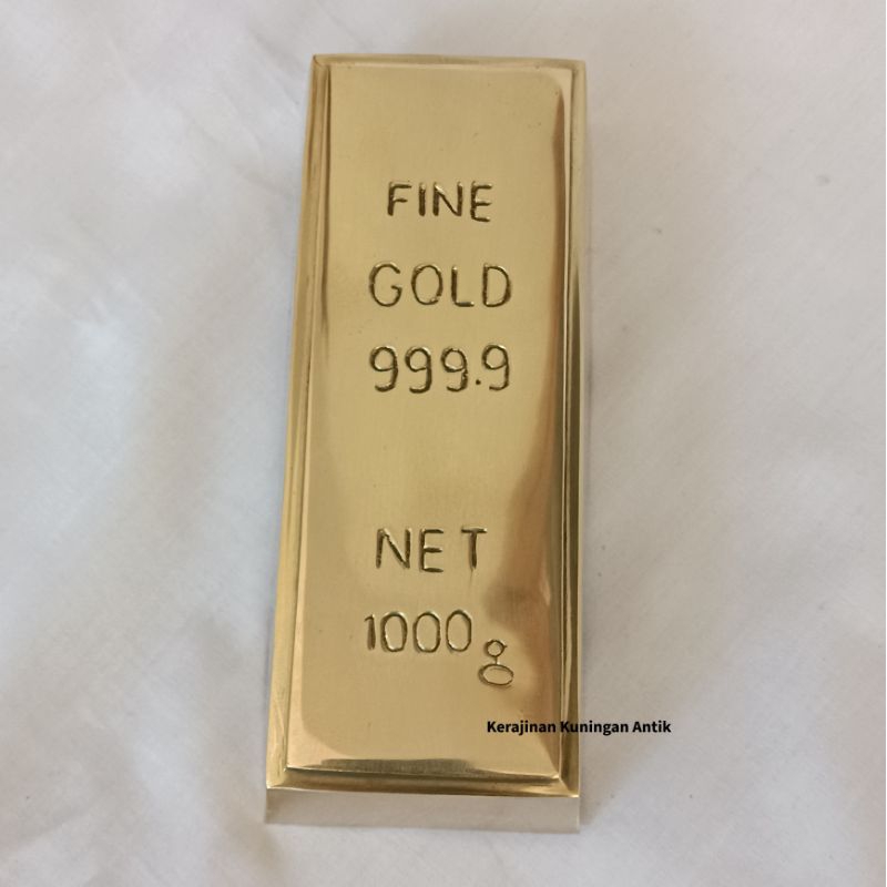 Fine Gold 999.9 / Miniatur Emas Batangan Kuningan 1000 gr Asli Kuningan