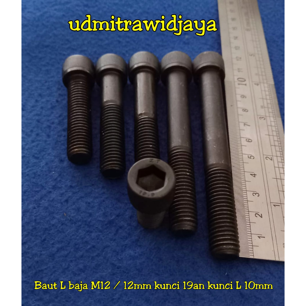Baut L kunci 19an M12 Kunci L 10 mm baut L baja 10.9 baut kunci L 10mm panjang 1cm 2cm 3cm 4cm 5cm 6