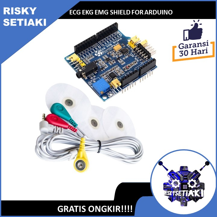 ECG EKG EMG SHIELD FOR ARDUINO WITH CABLES AND ELECTRODES