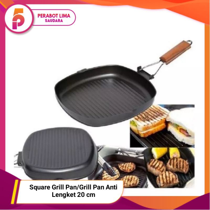 Square Grill Pan/Grill Pan Anti Lengket 20 cm/ Panggangan