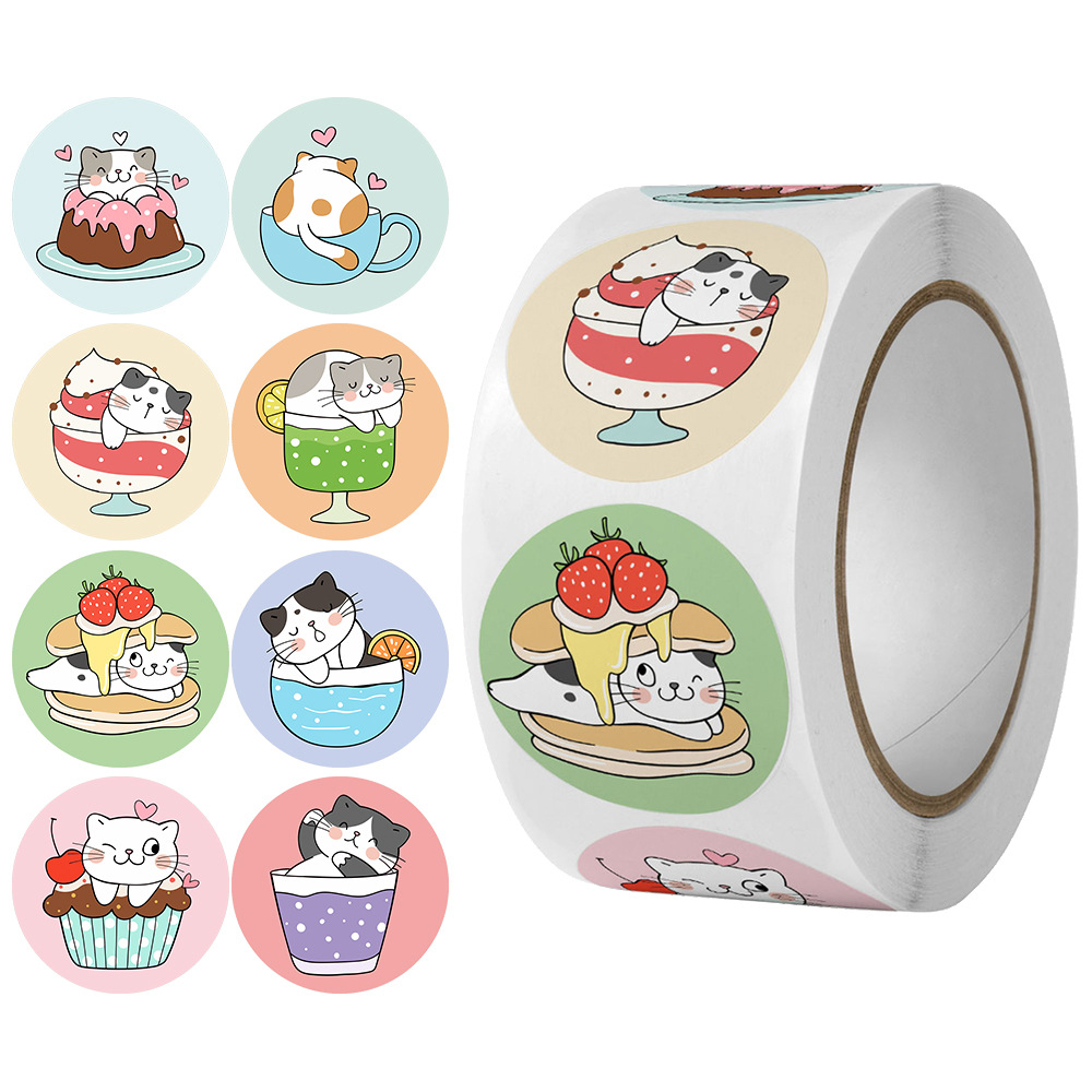 

50pcs Cute DESSERT CAT Seal Sticker Stiker Lucu Seal Label Online Shop Packaging Segel Packing Kardus Box