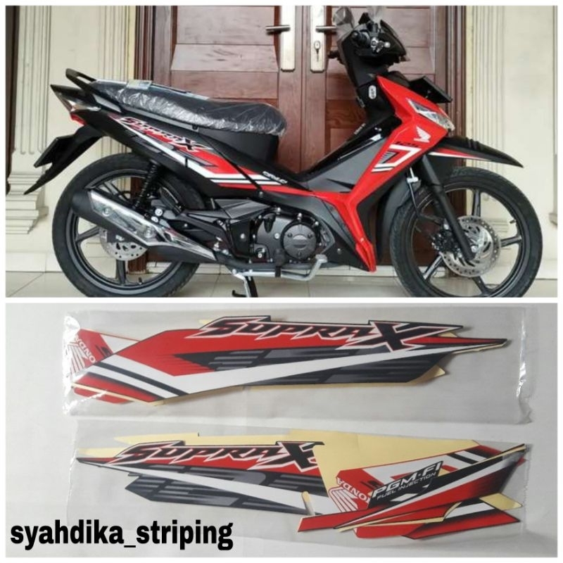 STIKER STRIPING LIS BODY HONDA SUPRA X 125 FI 2022 MERAH HITAM ORIGINAL