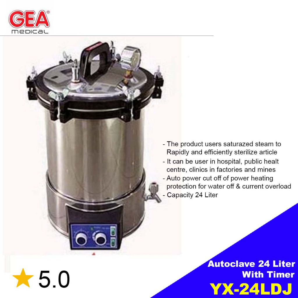 Autoclave GEA 24 Liter Timer YX-24LDJ Otoklaf Elektrik Sterilisator Basah Presto