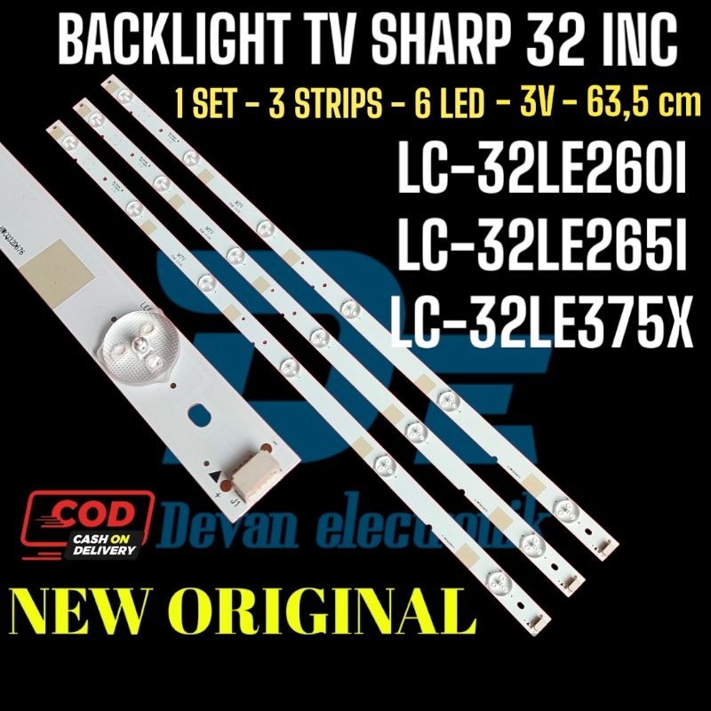 Backlight tv sharp LC 32LE265I LC 32LE2651 LAMPU led tv sharp 32LE2651 32LE265I 6K3V ORIGINAL