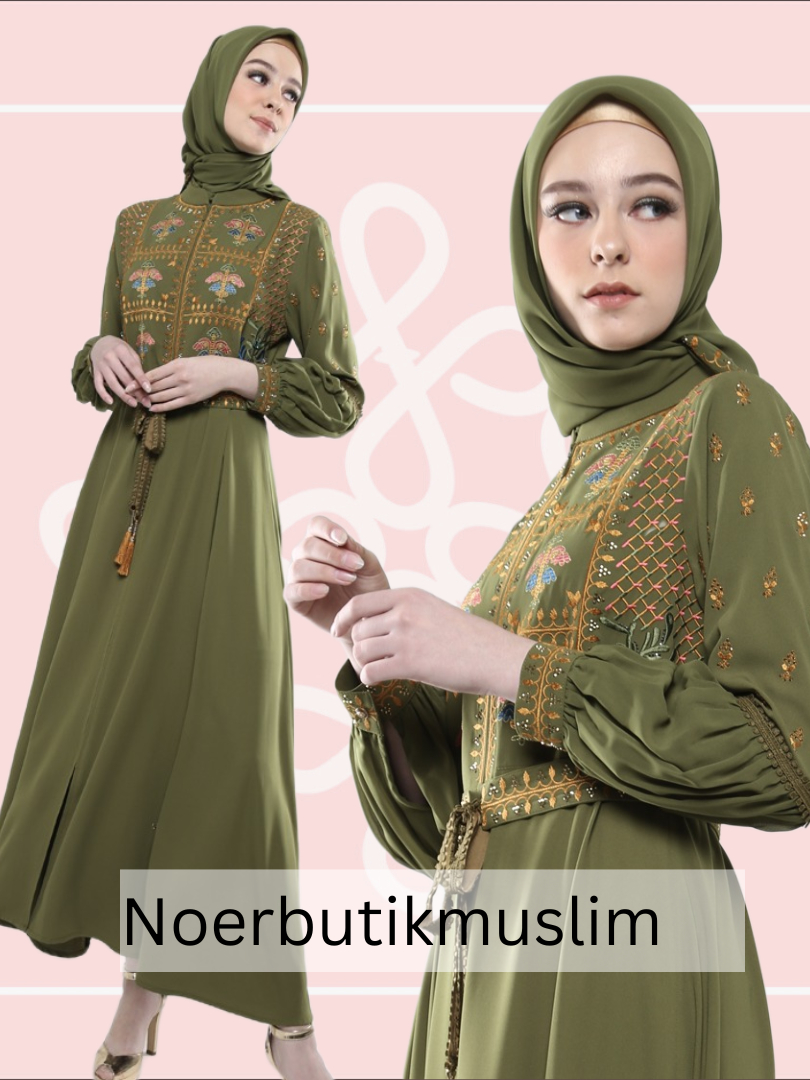 Hikmat Fashion Original A3845  Abaya hikmat A3845 noerbutikmuslim Gamis lebaran