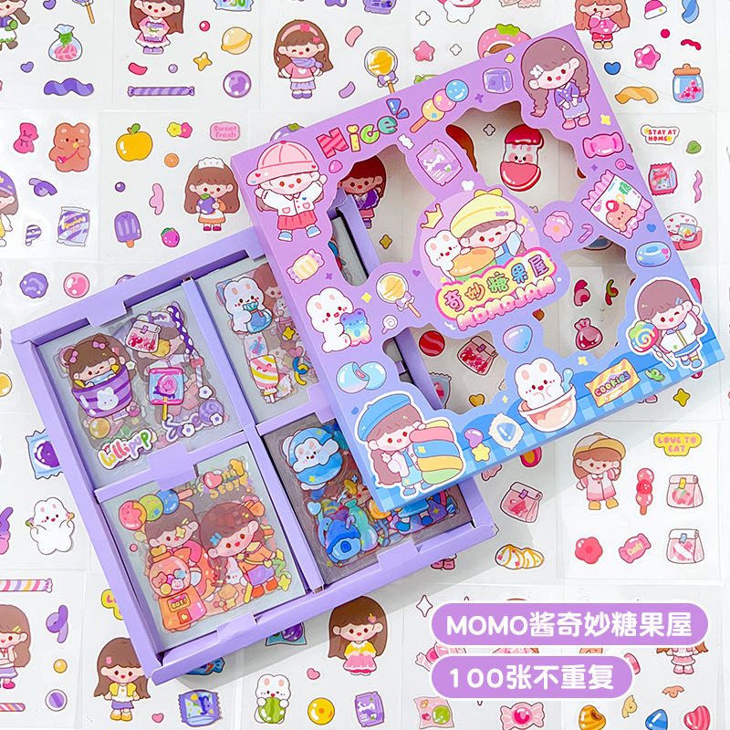 

100 Lembar Sticker Box Lucu Stiker Anak Anti Air PVC Waterproof