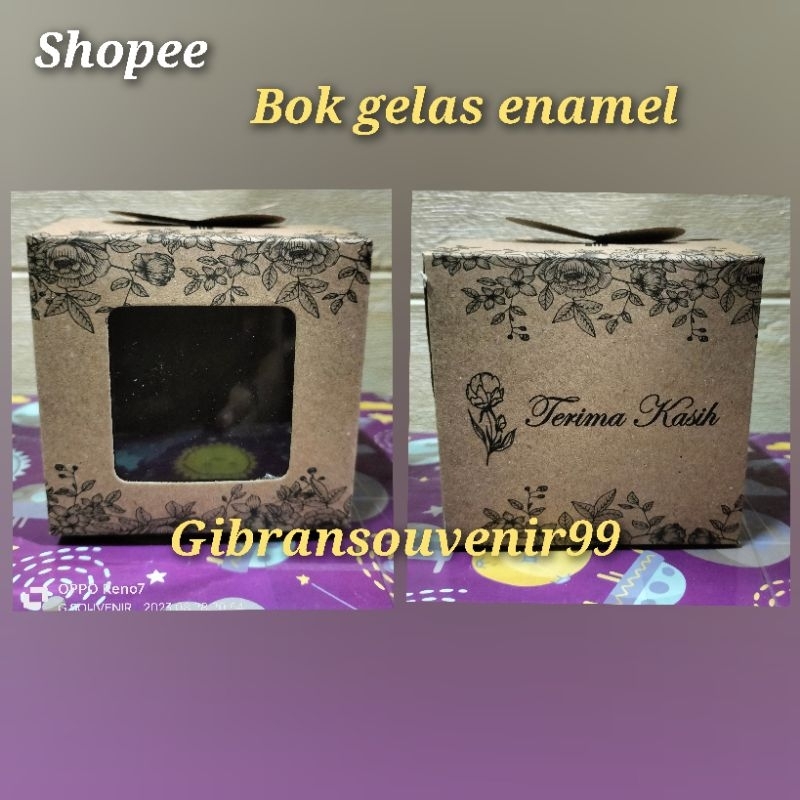 bok gelas enamel 9 cm X 8cm + tali