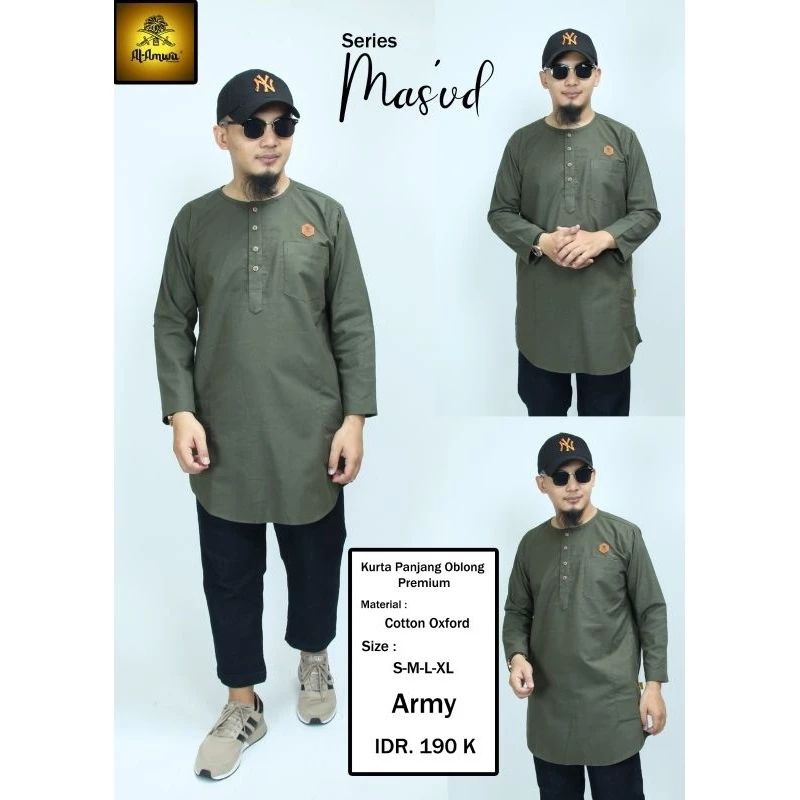 Baju Koko kurta gamis Pakistan Al amwa lengan panjang kerah oblong Terbaru