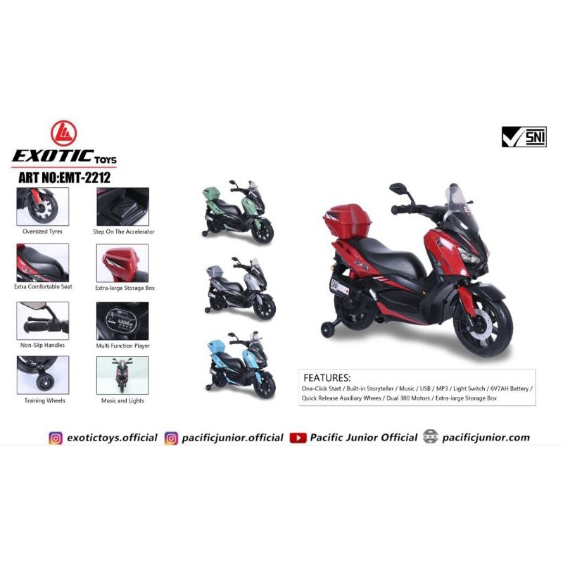 Mainan Motor Aki Anak Exotic EMT-2212 Nmax Xmax