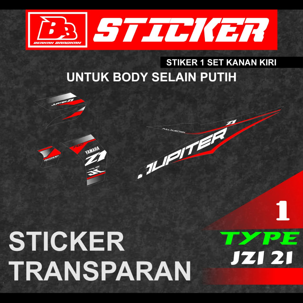 STICKER TRANSPARAN STIKER MOTOR STRIPING YAMAHA JUPITER Z1 JZI 21 TRANSPARAN