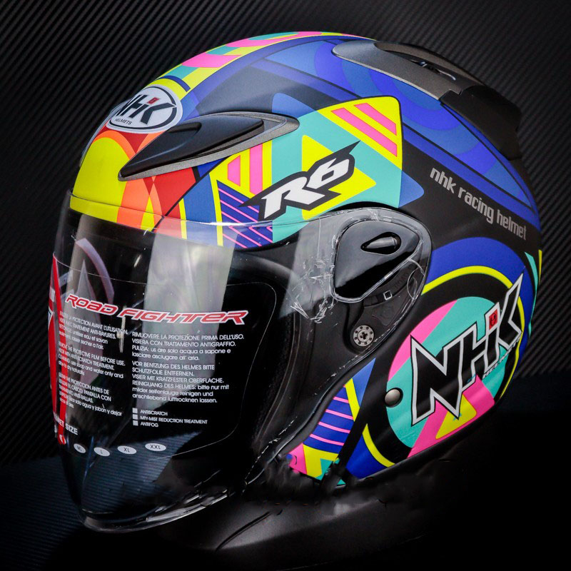 HELM NHK R6 PIGMENT  BLACK DOFF  R-6 SINGEL VISOR