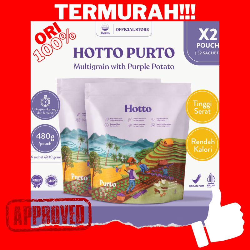 

LEBIH HEMAT!!! HOTTO PURTO VIRAL Multigrain with Purple Potato (2 Pouch/32Sachet)