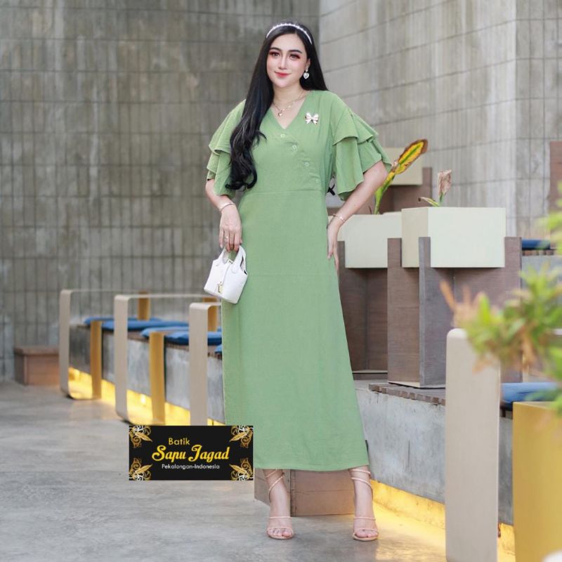 Gamis Crinkle Airflow Premium Terbaru Dress kringkel Kimono Lengan susun Daster jumbo busui kekinian