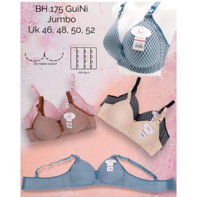 Bra Ukuran Besar Cup D Motif Polka Kait 4/ BH Jumbo 46,48,50,52