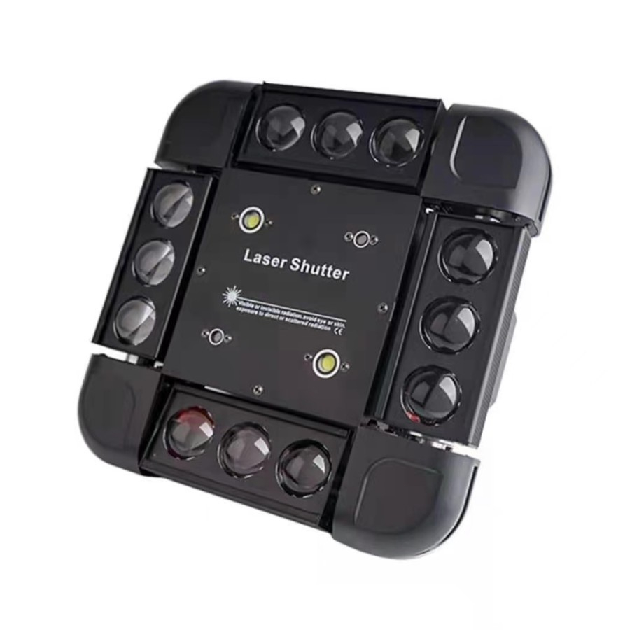 Lampu Moving Spider KOTAK plus Shutter Laser / 12 LED + Laser