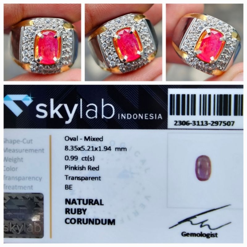 Natural Pinkish Red Ruby Memo 0.99 crt
