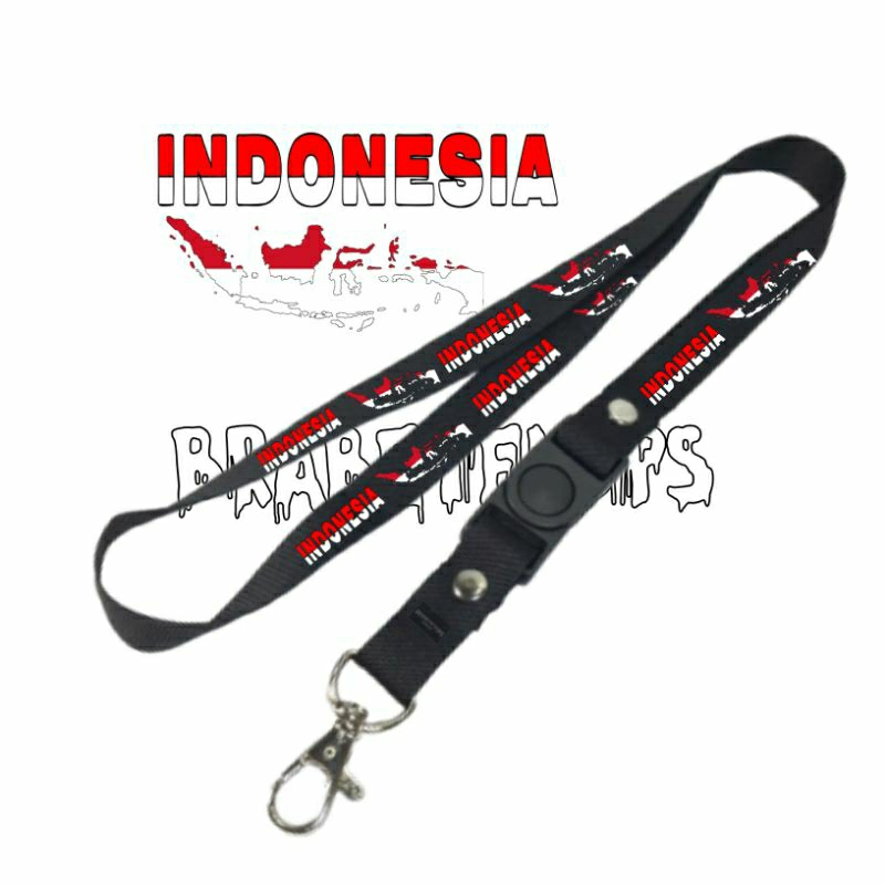 

Lanyard INDONESIA / Tali Lanyard Gantungan Leher Name Tag Id Card / Pods / Brand lokal / Lanyard PolosLanyard Hitam