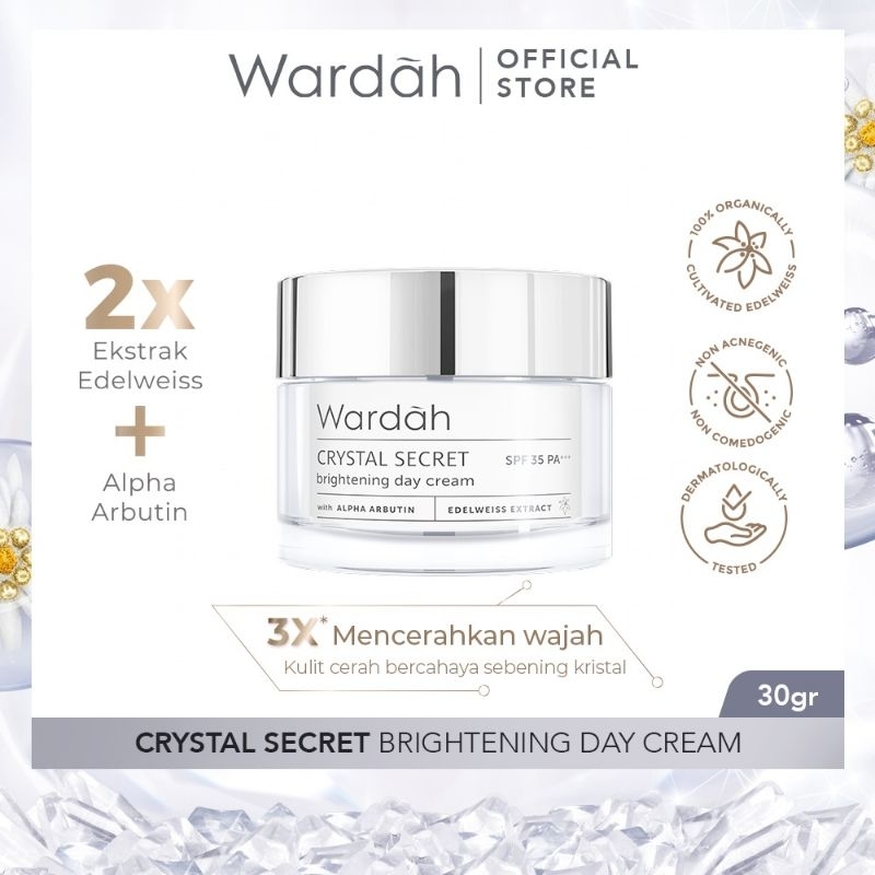 Wardah Crystal Secret Brightening Day & Night Cream - Krim Siang dan Malam dengan Extrak Edelweiss k