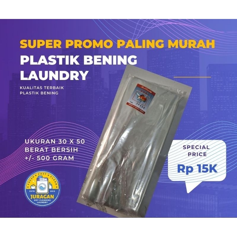 plastik bening laundry ukuran 30x50 cm
